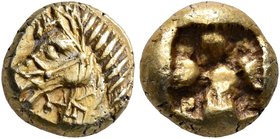 IONIA. Uncertain. Circa 600-550 BC. Hemihekte – 1/12 Stater (Electrum, 8 mm, 1.21 g), Lydo-Milesian standard. Head of a horse to left, wearing bridle....