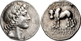 CARIA. Antioch ad Maeandrum. Circa 90/89-65/60 BC. Tetradrachm (Silver, 26 mm, 16.25 g, 12 h), Diotrephes, magistrate for the first time. Laureate hea...