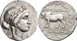 CARIA. Antioch ad Maeandrum. Circa 90/89-65/60 BC. Tetradrachm (Silver, 29 mm, 16.18 g, 11 h), Diotrephes, magistrate 'for the third time'. Laureate h...