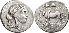 CARIA. Antioch ad Maeandrum. Circa 90/89-65/60 BC. Tetradrachm (Silver, 27 mm, 15.95 g, 12 h), Aineas, magistrate. Laureate head of Apollo to right wi...