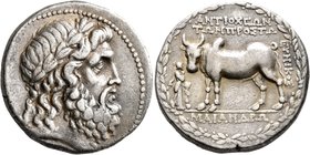 CARIA. Antioch ad Maeandrum. Circa 90/89-65/60 BC. Tetradrachm (Silver, 25 mm, 15.99 g, 12 h), Eunikos, magistrate. Laureate head of Zeus to right. Re...