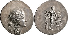 ISLANDS OFF CARIA, Kos. 170-162 BC. Tetradrachm (Silver, 35 mm, 16.39 g, 12 h), Eurylochos, magistrate. Head of Aphrodite to right, wearing wreath of ...
