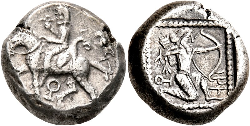 CILICIA. Tarsos. Circa 420-410 BC. Stater (Silver, 19 mm, 10.38 g, 9 h). Satrap ...