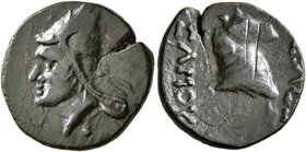 KINGS OF SOPHENE. Arsames, circa 255-225 BC. Dichalkon (Bronze, 15 mm, 2.22 g, 11 h). Head of Arsames to left, wearing bashlyk with beaded edges, tied...