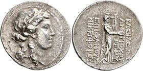 SELEUKID KINGS OF SYRIA. Antiochos IV Epiphanes, 175-164 BC. Tetradrachm (Silver, 36 mm, 16.42 g, 12 h), Antiochia on the Orontes, circa 166. Laureate...