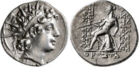 SELEUKID KINGS OF SYRIA. Antiochos VI Dionysos, 144-142 BC. Drachm (Silver, 19 mm, 4.07 g, 1 h), Antiochia on the Orontes, SE 170 = 143/2. Radiate and...