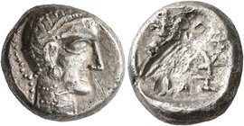 ARABIA, Northwestern. Lihyan (?). Circa 350-250 BC. Drachm (Silver, 15 mm, 4.06 g, 9 h), imitating Athens. Stylized head of Athena to right, wearing c...