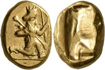 PERSIA, Achaemenid Empire. Time of Darios I to Xerxes II, circa 485-420 BC. Daric (Gold, 12x16 mm, 8.33 g), Sardes. Persian king or hero in kneeling/r...