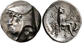 KINGS OF PARTHIA. Arsakes II, 211-185 BC. Drachm (Silver, 17 mm, 4.00 g, 1 h), Rhagai-Arsakeia (?). Head of Arsakes II to left, wearing bashlyk. Rev. ...