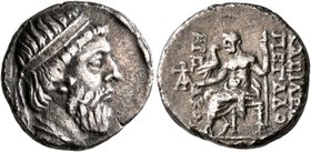 KINGS OF PARTHIA. Mithradates I, 165-132 BC. Drachm (Silver, 15 mm, 3.32 g, 1 h), Seleukeia on the Tigris, SE 173 = 140/39 BC. Diademed head of Mithra...