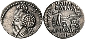 KINGS OF PARTHIA. Osroes I, circa 109-129. Drachm (Silver, 20 mm, 3.88 g, 12 h), Ekbatana. Diademed and draped bust of Osroes I to left, wearing long ...