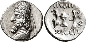 KINGS OF PERSIS. Darios (Darev) II, 1st century BC. Drachm (Silver, 20 mm, 4.03 g, 12 h), Istakhr (Persepolis). Bearded bust of Darios II to left, wea...
