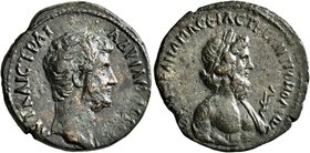 PONTUS. Amasia. Hadrian, 117-138. Assarion (Orichalcum, 22 mm, 5.43 g, 6 h), CY 138 = 135/6. AYT KAIC TPAI AΔPIANOC CЄB Bare head of Hadrian to right....
