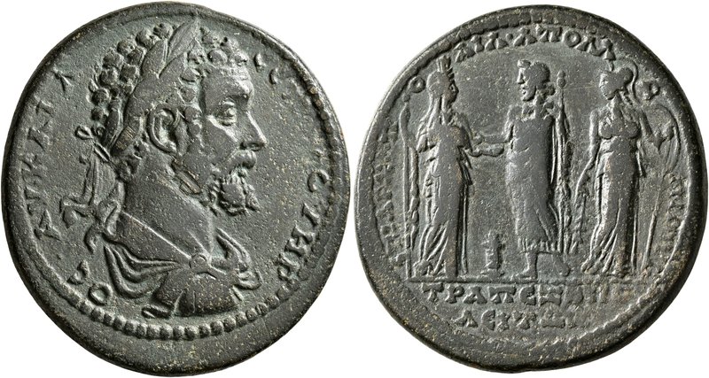 CARIA. Trapezopolis. Septimius Severus, 193-211. Hexassarion (Orichalcum, 35 mm,...