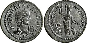 PAMPHYLIA. Side. Salonina, Augusta, 254-268. 12 Assaria (Bronze, 31 mm, 16.67 g, 2 h). KOPNHΛIA CAΛΩNINA CЄB / IB Diademed and draped bust of Salonina...