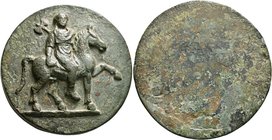 ASIA MINOR. Uncertain. Medallion (Bronze, 68 mm, 229.21 g), Asia Minor, circa 1st-3rd centuries. Hero, with bipennis behind, seated three-quarter faci...