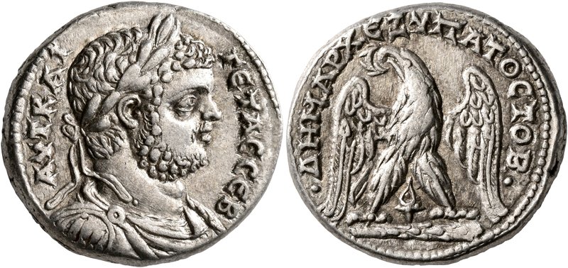 PHOENICIA. Tyre. Geta, 209-211. Tetradrachm (Silver, 26 mm, 15.72 g, 1 h). AYT K...