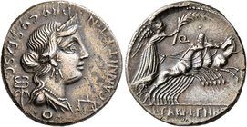 C. Annius T.f. T.n, 82-81 BC. Denarius (Silver, 19 mm, 3.84 g, 1 h), uncertain mint in northern Italy or Spain. C•ANNI•T•F•T•N•PRO•COS•EX•S•C• Diademe...