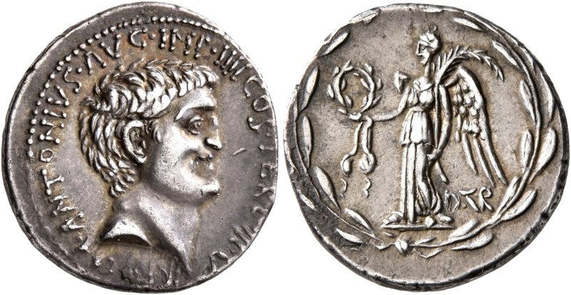 Mark Antony, 44-30 BC. Denarius (Silver, 19 mm, 3.81 g, 1 h), D. Turillius, mone...
