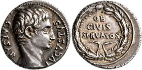 Augustus, 27 BC-AD 14. Denarius (Silver, 17 mm, 3.88 g, 7 h), uncertain mint in Spain (Colonia Patricia?), 19 BC. CAESAR AVGVSTVS Bare head of Augustu...