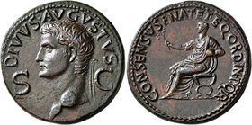 Divus Augustus, died AD 14. Dupondius (Orichalcum, 29 mm, 15.73 g, 7 h), Rome, struck under Gaius (Caligula), 37-41. DIVVS•AVGVSTVS / S - C Radiate he...