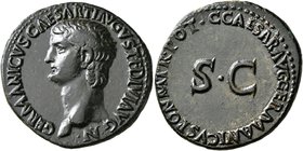 Germanicus, died 19. As (Copper, 28 mm, 11.23 g, 8 h), Rome, struck under Gaius, 37-38. GERMANICVS CAESAR TI AVGVST F DIVI AVG N• Bare head of Germani...