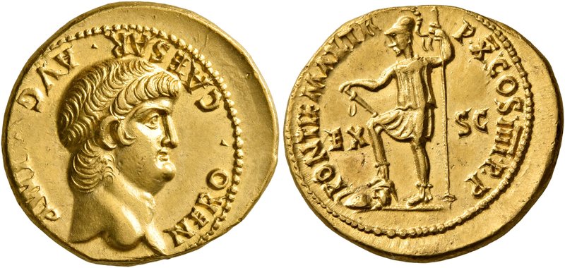 Nero, 54-68. Aureus (Gold, 20 mm, 7.62 g, 7 h), Rome, 63-64. NERO•CAESAR•AVG•IMP...