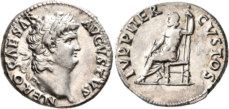 Nero, 54-68. Denarius (Silver, 18 mm, 3.25 g, 6 h), Rome, 67-68. NERO CAESAR AVG...