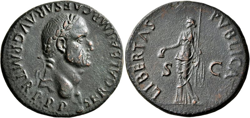 Galba, 68-69. As (Copper, 27 mm, 11.08 g, 6 h), uncertain mint in Spain (Tarraco...