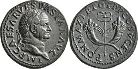 Vespasian, 69-79. Dupondius (Orichalcum, 27 mm, 12.77 g, 6 h), Rome, for use in Syria, 74. IMP CAESAR VESPASIAN AVG Laureate head of Vespasian to righ...