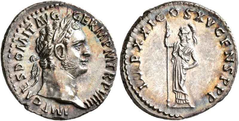 Domitian, 81-96. Denarius (Silver, 19 mm, 3.47 g, 6 h), Rome, 90. IMP CAES DOMIT...