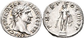 Trajan, 98-117. Denarius (Silver, 18 mm, 3.37 g, 7 h), Rome, 101-102. IMP CAES NERVA TRAIAN AVG GERM Laureate head of Trajan to right. Rev. P•M•TR•P•C...