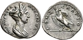 Marciana, Augusta, circa 105-112/4. Denarius (Silver, 19 mm, 3.42 g, 7 h), Rome, 114. DIVA AVGVSTA MARCIANA Diademed and draped bust of Marciana to ri...