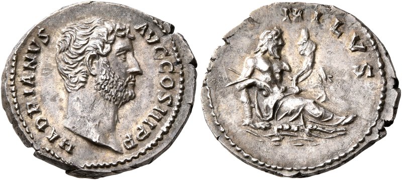 Hadrian, 117-138. Denarius (Silver, 19 mm, 3.43 g, 7 h), Rome, 134-138. HADRIANV...