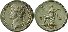 Hadrian, 117-138. Sestertius (Orichalcum, 32 mm, 30.88 g, 6 h), Rome, 134-138. HADRIANVS• AVG COS III P P Laureate and draped bust of Hadrian to left....