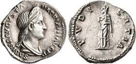 Sabina, Augusta, 128-136/7. Denarius (Silver, 18 mm, 3.28 g, 6 h), Rome. SABINA AVGVSTA HADRIANI AVG P P Diademed and draped bust of Sabina to right. ...