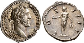 Antoninus Pius, 138-161. Denarius (Silver, 18 mm, 3.53 g, 7 h), Rome, 150-151. ANTONINVS AVG PIVS P P TR P XIIII Laureate head of Antoninus Pius to ri...