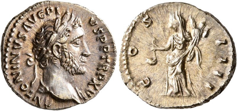 Antoninus Pius, 138-161. Denarius (Silver, 18 mm, 3.39 g, 6 h), Rome, 151-152. A...