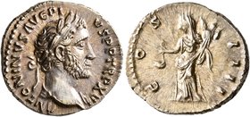 Antoninus Pius, 138-161. Denarius (Silver, 18 mm, 3.39 g, 6 h), Rome, 151-152. ANTONINVS AVG PIVS P P TR P XV Laureate head of Antoninus Pius to right...