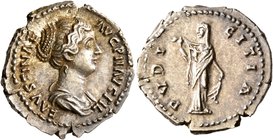 Faustina Junior, Augusta, 147-175. Denarius (Silver, 19 mm, 3.38 g, 7 h), Rome, circa 147-150. FAVSTINAE AVG PII AVG FIL Diademed and draped bust of F...