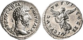 Lucius Verus, 161-169. Denarius (Silver, 19 mm, 3.55 g, 12 h), Rome, December 165-Summer 166. L VERVS AVG ARM PARTH MAX Laureate head of Lucius Verus ...