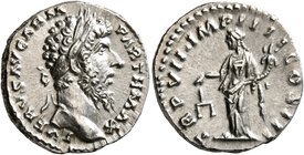 Lucius Verus, 161-169. Denarius (Silver, 18 mm, 3.53 g, 1 h), Rome, 167-168. L VERVS AVG ARM PARTH MAX Laureate head of Lucius Verus to right. Rev. TR...