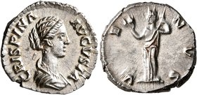 Crispina, Augusta, 178-182. Denarius (Silver, 18 mm, 2.94 g, 12 h), Rome. CRISPINA AVGVSTA Draped bust of Crispina to right. Rev. VENVS Venus standing...