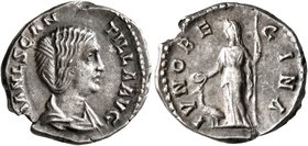 Manlia Scantilla, Augusta, 193. Denarius (Silver, 18 mm, 3.08 g, 6 h), Rome, 28 March-1 June 193. MANL SCANTILLA AVG Draped bust of Manlia Scantilla t...