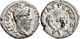 Pescennius Niger, 193-194. Denarius (Silver, 18 mm, 3.13 g, 2 h), Antiochia. IMP CAES C PESC NIGER IVS AVG COS II Laureate head of Pescennius Niger to...
