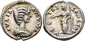 Julia Domna, Augusta, 193-217. Denarius (Silver, 19 mm, 3.52 g, 6 h), Laodicea, circa 198-202. IVLIA AVGVSTA Draped bust of Julia Domna to right. Rev....