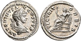 Caracalla, 198-217. Denarius (Silver, 20 mm, 3.27 g, 6 h), Laodicea, circa 200-201. ANTONINVS AVGVSTVS Laureate, draped and cuirassed bust of Caracall...