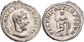 Macrinus, 217-218. Denarius (Silver, 21 mm, 3.78 g, 12 h), Rome, summer 217-early 218. IMP C M OPEL SEV MACRINVS AVG Laureate and cuirassed bust of Ma...