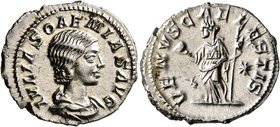 Julia Soaemias, Augusta, 218-222. Denarius (Silver, 20 mm, 3.00 g, 7 h), Rome. IVLIA SOAEMIAS AVG Draped bust of Julia Soaemias to right. Rev. VENVS C...