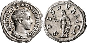 Severus Alexander, 222-235. Denarius (Silver, 20 mm, 3.78 g, 6 h), Rome, 232. IMP ALEXANDER PIVS AVG Laureate and draped bust of Severus Alexander to ...